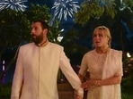Jennifer Aniston, in a  Manish Malhotra lehenga, with Adam Sandler in Murder Mystery 2 trailer.