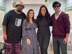 Jyotika with Rajkummar Rao on sets of Sri. Jyotika with Rajkummar Rao on sets of Sri.