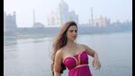 Aastha Rawal during her shoot in Agra, with Taj Mahal in the backdrop. Aastha Rawal during her shoot in Agra, with Taj Mahal in the backdrop.