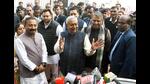 Chief minister Nitish Kumar addresses a press conference in Patna on Monday. (HT Photo) Chief minister Nitish Kumar addresses a press conference in Patna on Monday. (HT Photo)