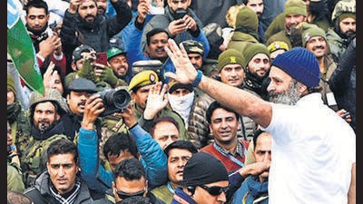 Congress leader Rahul Gandhi during 'Bharat Jodo Yatra in Srinagar, January 29, 2023 (Waseem Andrabi /Hindustan Times) Congress leader Rahul Gandhi during 'Bharat Jodo Yatra in Srinagar, January 29, 2023 (Waseem Andrabi /Hindustan Times)