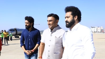 Jr NTR on his way to visit Nandamuri Taraka Ratna at NH Hospital, Bangalore. Jr NTR on his way to visit Nandamuri Taraka Ratna at NH Hospital, Bangalore.