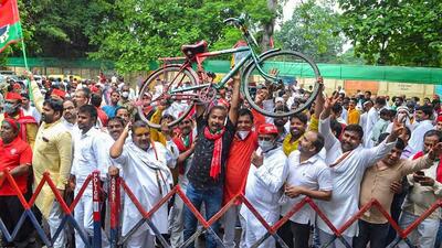 The Samajwadi Party improved its tally of assembly seats from 47 in 2017 to 111 in 2022. (FILE PHOTO) The Samajwadi Party improved its tally of assembly seats from 47 in 2017 to 111 in 2022. (FILE PHOTO)