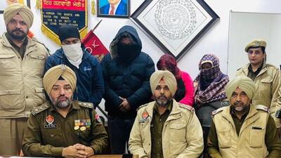 The two couples in the custody of Mohali police on Monday. (HT Photo)