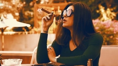 Sushmita Sen in a still from Aarya 3 teaser. Sushmita Sen in a still from Aarya 3 teaser.