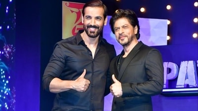 John Abraham on his Pathaan co-star Shah Rukh Khan. (Varinder Chawla) (Varinder Chawla) John Abraham on his Pathaan co-star Shah Rukh Khan. (Varinder Chawla) (Varinder Chawla)