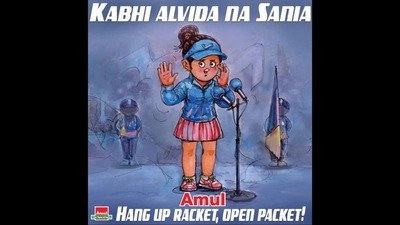 Amul shared this doodle to celebrate Sania Mirza’s remarkable Grand Slam career. (Instagram/@amul_india) Amul shared this doodle to celebrate Sania Mirza’s remarkable Grand Slam career. (Instagram/@amul_india)