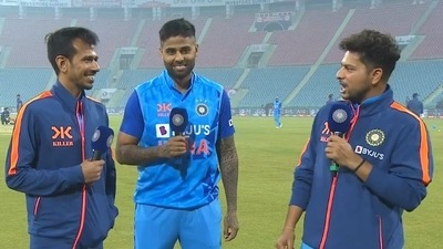 Suryakumar Yadav was roped in for a freewheeling conversation as the batting superstar engaged in some hilarious banter with Yuzvendra Chahal and Kuldeep Yadav (BCCI)