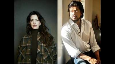 American actor Anne Hathaway (left) and Shah Rukh Khan (right). (Twitter/@anandi010) American actor Anne Hathaway (left) and Shah Rukh Khan (right). (Twitter/@anandi010)