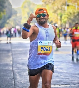 Rohit running the marathon. Rohit running the marathon.