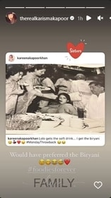 Karisma shared the post on her Instagram Stories.