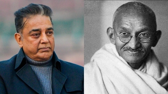 Kamal Haasan paid a tribute to Mahatma Gandhi on his death anniversary.