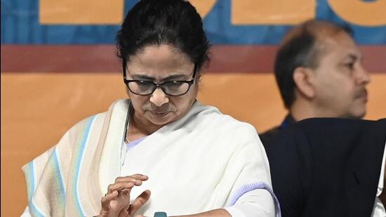 West Bengal chief minister Mamata Banerjee at the inaugural ceremony of 46th International Kolkata Book Fair at Central Park, Salt Lake in Kolkata on Monday (HT Photo/Samir Jana)