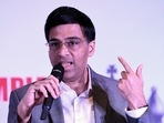 Former world champion Viswanathan Anand addresses a press conference ahead of torch relay for the 44th Chess Olympiad, at Hotel Lalit, in New Delhi on Friday.(Amit Sharma) Former world champion Viswanathan Anand addresses a press conference ahead of torch relay for the 44th Chess Olympiad, at Hotel Lalit, in New Delhi on Friday.(Amit Sharma)