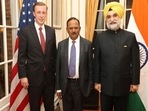 National Security Advisor Ajit Doval (centre), his American counterpart Jake Sullivan (left) attended "special and unique reception" hosted by India's Ambassador to US.