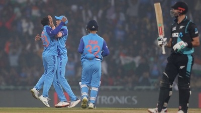Lucknow, Jan 29 (ANI): India's Kuldeep Yadav celebrates the dismissal of New Zealand's Daryl Mitchell during the 2nd T20I match against India, at Bharat Ratna Shri Atal Bihari Vajpayee Ekana Cricket Stadium, in Lucknow on Sunday. (ANI Photo) (ANI ) Lucknow, Jan 29 (ANI): India's Kuldeep Yadav celebrates the dismissal of New Zealand's Daryl Mitchell during the 2nd T20I match against India, at Bharat Ratna Shri Atal Bihari Vajpayee Ekana Cricket Stadium, in Lucknow on Sunday. (ANI Photo) (ANI )