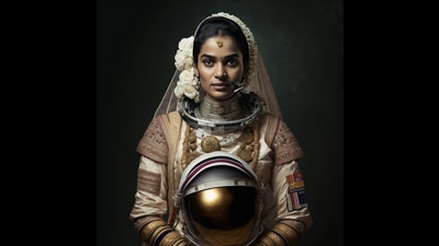 Artist Jayesh Sachdev envisions brides as astronauts. (Photos: Jayesh Sachdev/Instagram) Artist Jayesh Sachdev envisions brides as astronauts. (Photos: Jayesh Sachdev/Instagram)