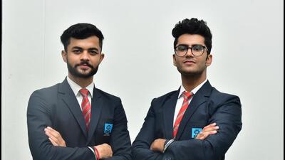 CGC Landran students Ravinder Bishnoi and Shubh Sarpal have received the grant under the Atal New India Challenge. (HT Photo)