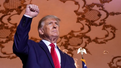 Donald Trump: Former President Donald Trump stands on stage. (AP) Donald Trump: Former President Donald Trump stands on stage. (AP)