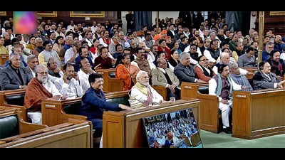 New Delhi, Jan 31 (ANI): Prime Minister Narendra Modi, Union Minister Piyush Goyal and other dignitaries during President Droupadi Murmu's address to the joint session of Parliament, in New Delhi on Tuesday. (ANI Photo) (ANI) New Delhi, Jan 31 (ANI): Prime Minister Narendra Modi, Union Minister Piyush Goyal and other dignitaries during President Droupadi Murmu's address to the joint session of Parliament, in New Delhi on Tuesday. (ANI Photo) (ANI)