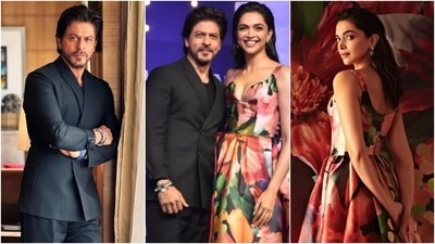 Shah Rukh Khan's dapper look in black suit, Deepika Padukone's floral dress wins heart. Shah Rukh Khan's dapper look in black suit, Deepika Padukone's floral dress wins heart.