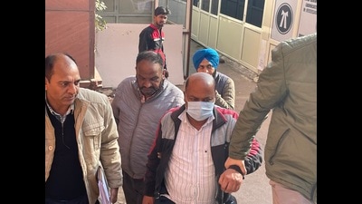 The accused being presented in court in Mohali on Tuesday. (HT Photo)