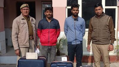 The arrested men have been identified as delivery executive Sachin Kumar, a resident of Ghaziabad, and Vikas, a resident of Amroha. (HT Photo) The arrested men have been identified as delivery executive Sachin Kumar, a resident of Ghaziabad, and Vikas, a resident of Amroha. (HT Photo)