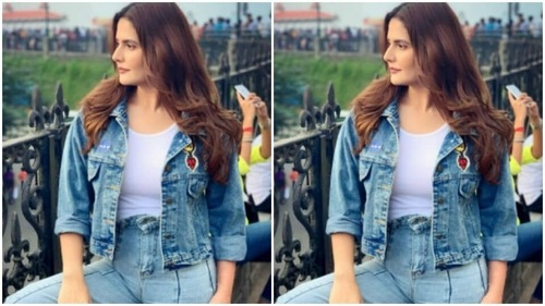 Zareen khan is giving cool vibes as she teamed her white tee shirt with a denim jacket (Instagram/@zareenkhan) Zareen khan is giving cool vibes as she teamed her white tee shirt with a denim jacket (Instagram/@zareenkhan)