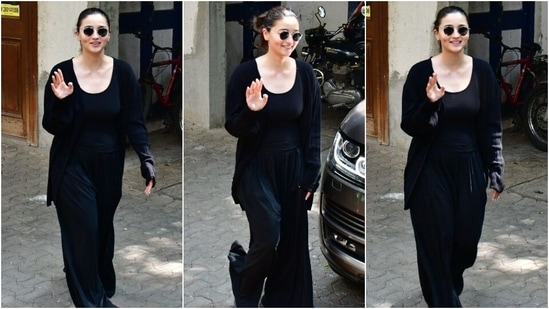 Alia Bhatt stuns in simple all-black casuals. (HT Photo/Varinder Chawla)