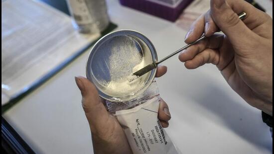 An analyst examines a suspected cocaine sample at a customs' laboratory in the southern suburbs of Paris, France. (Picture for representational purpose only) (AFP/FILE)