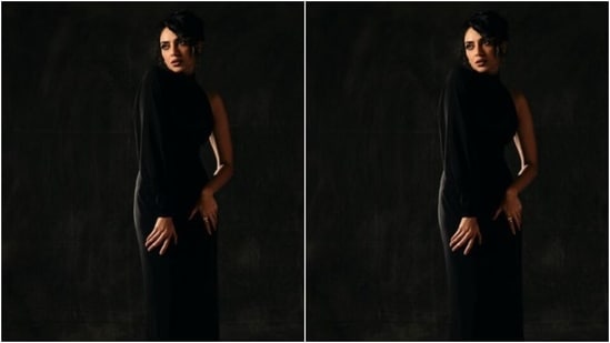 Sobhita looked super stylish in the bodycon black gown featuring one sleeveless pattern and one full sleeve, with turtleneck details, and silver buttons on the cuff, and a thigh high slit. (Instagram/@sobhitad)