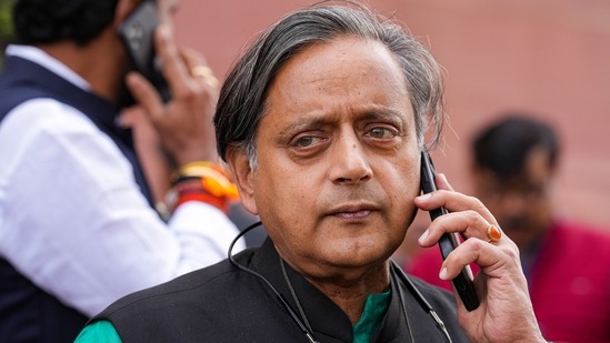 New Delhi: Congress MP Shashi Tharoor at Parliament House complex on the first day of the Budget Session, in New Delhi, Tuesday, Jan. 31, 2023. (PTI Photo/Kamal Kishore)(PTI01_31_2023_000134A) (PTI)