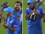 Hardik Pandya handed over the trophy to Prithvi Shaw Hardik Pandya handed over the trophy to Prithvi Shaw