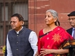 New Delhi: Union Finance Minister Nirmala Sitharaman with Minister of State Pankaj Chaudhary comes out of the Finance Ministry at North Block, in New Delhi, Wednesday, Feb. 1, 2023, ahead of the presentation of the Union Budget 2023-24. Sitharaman will be presenting her fifth Union Budget in Parliament. (PTI Photo/Manvender Vashist Lav) (PTI02_01_2023_000029A) New Delhi: Union Finance Minister Nirmala Sitharaman with Minister of State Pankaj Chaudhary comes out of the Finance Ministry at North Block, in New Delhi, Wednesday, Feb. 1, 2023, ahead of the presentation of the Union Budget 2023-24. Sitharaman will be presenting her fifth Union Budget in Parliament. (PTI Photo/Manvender Vashist Lav) (PTI02_01_2023_000029A)