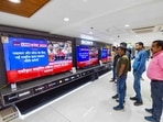 People watch finance minister Nirmala Sitharaman presenting the Union Budget 2023-24. People watch finance minister Nirmala Sitharaman presenting the Union Budget 2023-24.