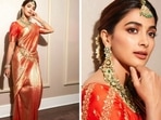 Pooja Hegde in saree from her latest photoshoot. Pooja Hegde in saree from her latest photoshoot.
