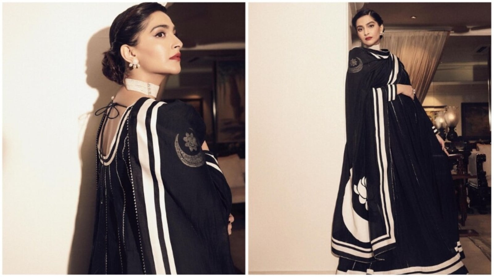 Sonam Kapoor exudes vintage charm in black anarkali by Masaba Gupta ...