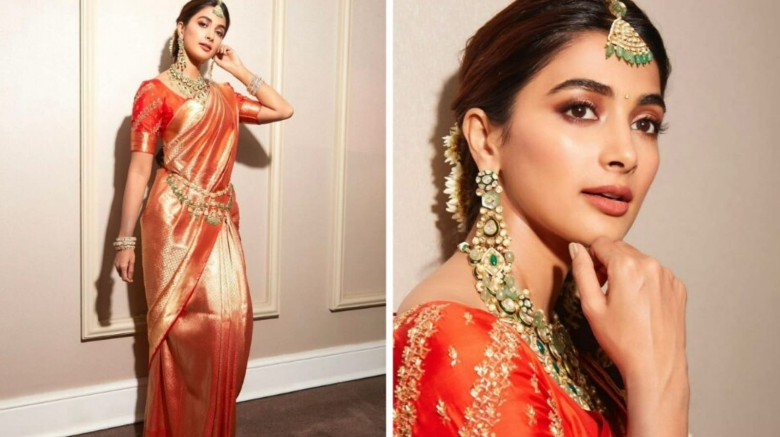 Pooja Hegde decks up in saree for the 'Mangalore wedding'; fans ...