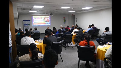 Annual budget screened at MCCIA trade tower on SB road on Wednesday. (Kalpesh Nukte/HT PHOTO) Annual budget screened at MCCIA trade tower on SB road on Wednesday. (Kalpesh Nukte/HT PHOTO)