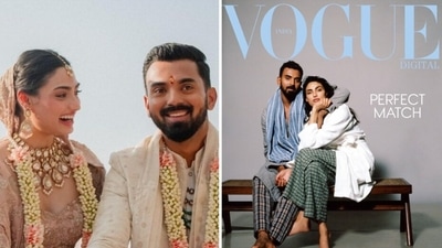 Athiya Shetty and KL Rahul pose together for their first magazine cover. Athiya Shetty and KL Rahul pose together for their first magazine cover.
