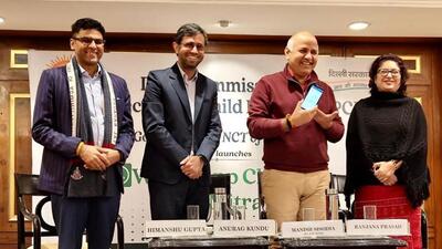 Dy CM Manish Sisodia (centre) launched Whatsapp Chatbot Bal Mitra of Delhi Commission for Protection of Child Rights (Twitter/@AAPDelhi) Dy CM Manish Sisodia (centre) launched Whatsapp Chatbot Bal Mitra of Delhi Commission for Protection of Child Rights (Twitter/@AAPDelhi)