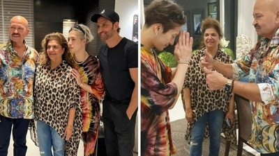 Hrithik Roshan with Jackson Wang, Pinkie Roshan and Rakesh Roshan. Hrithik Roshan with Jackson Wang, Pinkie Roshan and Rakesh Roshan.