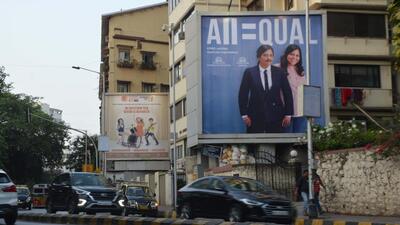 Mumbai, India - May 1, 2019: A view of Adv Hoarding at Pedder Road Junction, in Mumbai, India, on Wednesday, May 1, 2019. (Photo by Bhushan Koyande/HT) (HT PHOTO) Mumbai, India - May 1, 2019: A view of Adv Hoarding at Pedder Road Junction, in Mumbai, India, on Wednesday, May 1, 2019. (Photo by Bhushan Koyande/HT) (HT PHOTO)