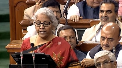 Finance minister Nirmala Sitharaman presents the Union Budget 2023-24 in the Lok Sabha on Wednesday. (Twitter/ANI)