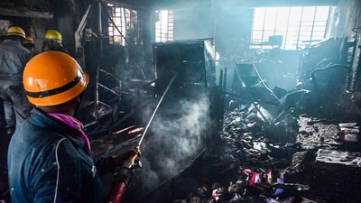 Around 15 fire tenders were pressed into service to douse the flames, the officials said. (PTI) Around 15 fire tenders were pressed into service to douse the flames, the officials said. (PTI)
