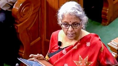 Union Finance Minister Nirmala Sitharaman presents the Union Budget 2023-24 in the Lok Sabha, in New Delhi, Wednesday, Feb. 1, 2023. (PTI) Union Finance Minister Nirmala Sitharaman presents the Union Budget 2023-24 in the Lok Sabha, in New Delhi, Wednesday, Feb. 1, 2023. (PTI)