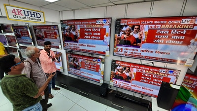 People watch the Union Budget being presented by Finance Minister Nirmala Sitharaman in the Parliament. (HT PHOTO) People watch the Union Budget being presented by Finance Minister Nirmala Sitharaman in the Parliament. (HT PHOTO)