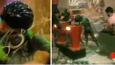A still from the promo of Bigg Boss 16 featuring Shiv Thakare and Priyanka Choudhary. A still from the promo of Bigg Boss 16 featuring Shiv Thakare and Priyanka Choudhary.