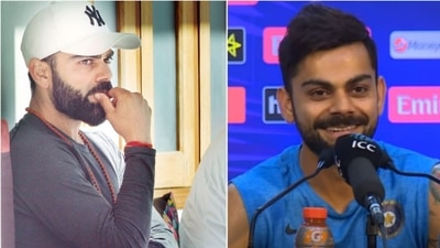 Virat Kohli at the ashram (L); Kohli during a press conference in 2016 (ANI/YouTube) Virat Kohli at the ashram (L); Kohli during a press conference in 2016 (ANI/YouTube)