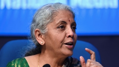 Finance minister Nirmala Sitharaman addresses the members of the media during a post budget news conference in New Delhi on February 1, 2023. (AFP) Finance minister Nirmala Sitharaman addresses the members of the media during a post budget news conference in New Delhi on February 1, 2023. (AFP)